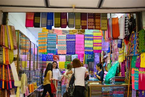Yangon Myanmar October 12 2016 Myanmar Sarong Shop In Market