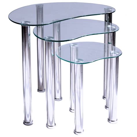 Cara Nest Of Tables 3 Units Clear Glass Top End Hallway