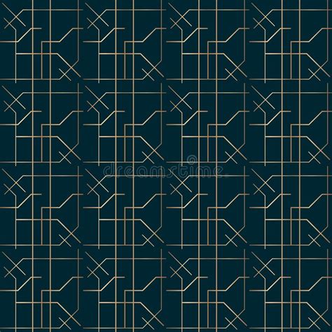 Art Deco Design Zig Zag Lines Golden Geometric Pattern Stock Vector