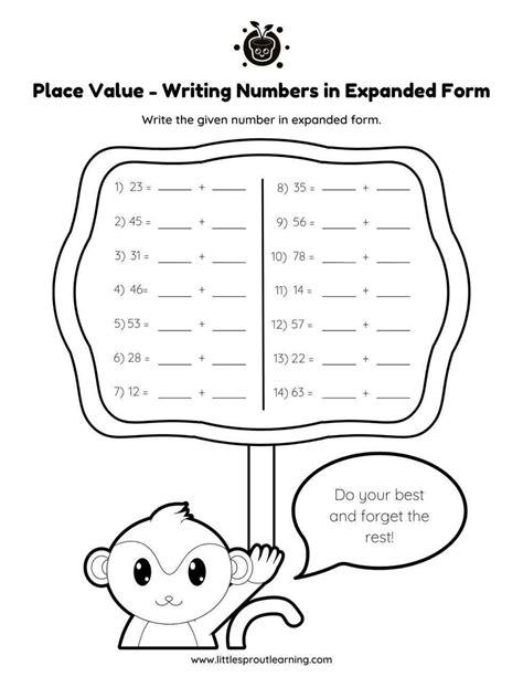 Grade 1 Place Values Writing Numbers In Expanded Form Worksheet