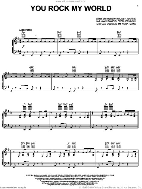 you rock my world sheet music for voice piano or guitar v2