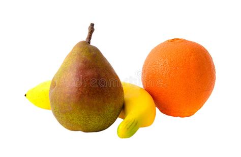 Fresh Fruits Pear Banana And Orange Isolatet Stock Photo Image Of