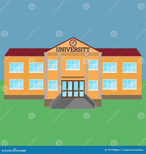 Vector Illustration Of A University Building Facade Of The University