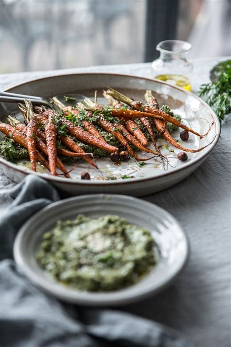 Maple Roasted Dutch Carrots With Garlicky Carrot Top Hummus Cook