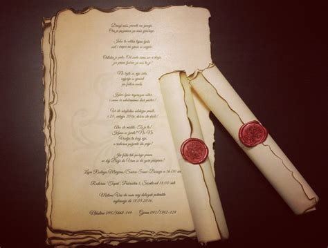 Vintage Wedding Scroll Invitation Handmade With Wax Seal