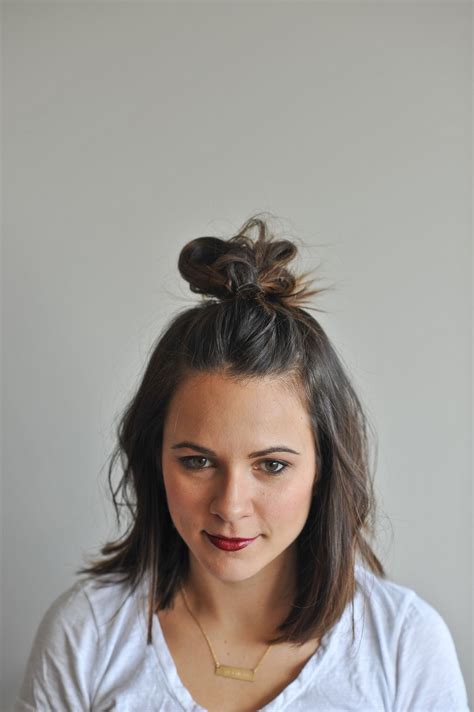 How to style your hair half up half down! How To Do The Half Top Knot On Short Hair | Short hair top ...