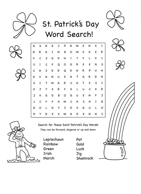 2nd Grade St. Patrick's Day Word Search | St patrick's day words, St patrick day activities, St 