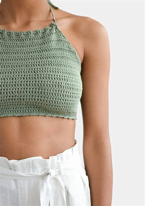 Free Worldwide Shipping Shopping Now Off White A Cup Patite Small Halter Crochet Crop Top