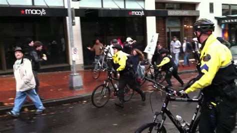 Occupy Portland Protest Bike Cop Takes Down Woman Youtube