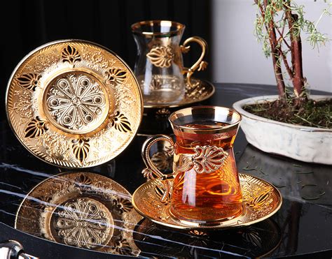 Buy Demmex Set Of Turkish Tea Glasses Set With Holders Saucers