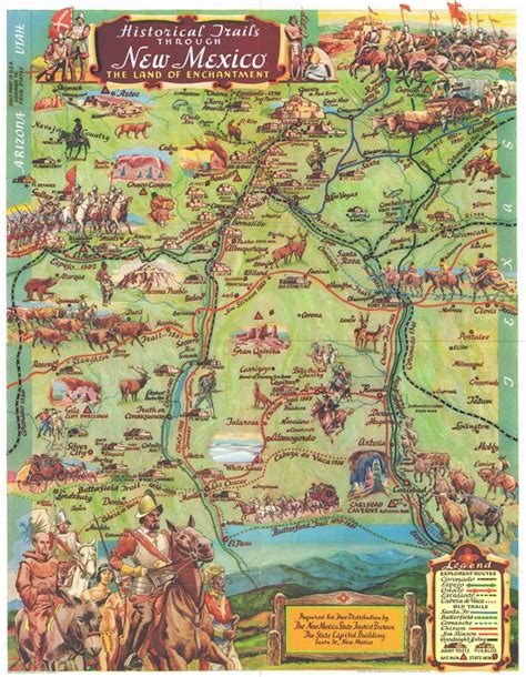 Old Map Of New Mexico 19th Century Map Pictorial Map Rare Etsy Uk