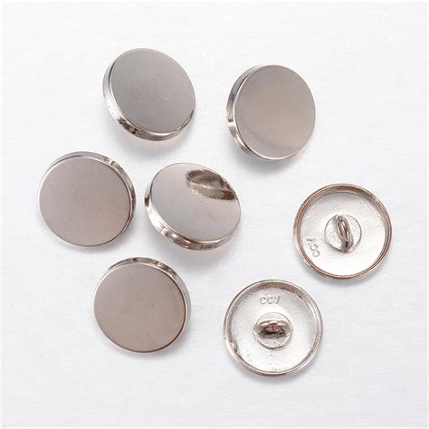 Silver Finish Metal Buttons Shank 15mm In Diameter 12 Etsy Australia