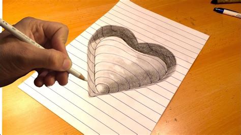 3D Herz Zeichnen lernen für Anfänger, wie zeichnen man ein 3D Herz -Easy 3D Drawing Illusions ...