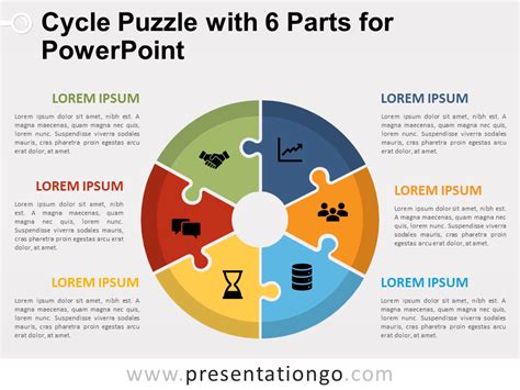 Timeline powerpoint template 7 attached puzzle pieces powerpoint. Cycle Puzzle with 6 Parts for PowerPoint - PresentationGO ...