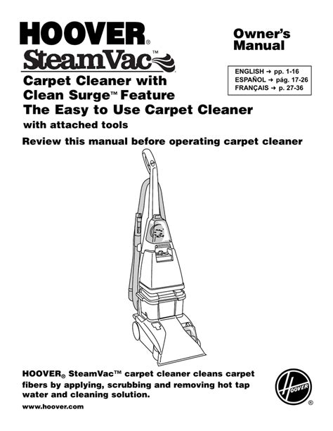 Hoover Steamvac Carpet Cleaner How To Use Hand Tool