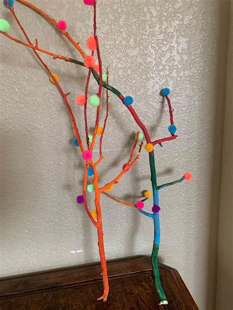 Painted Tree Branch Craft For Preschoolers