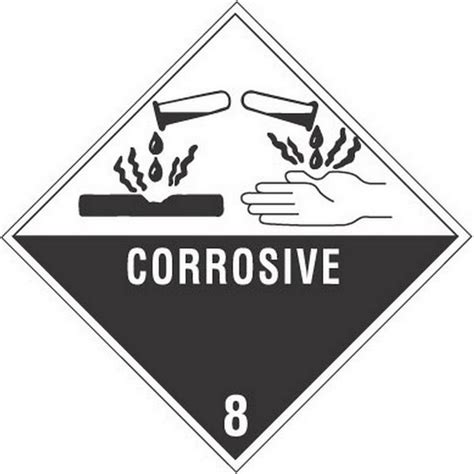 4 X 4 Corrosive D O T Class 8 Hazard Labels 500 Per Roll