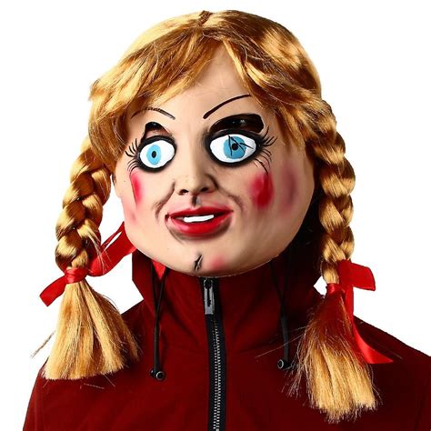 Annabelle Mask Wig Scary Doll Horror Film Fancy Dress Party Cosplay