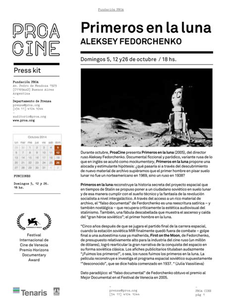 Primeros En La Luna Aleksey Fedorchenko Press Kit