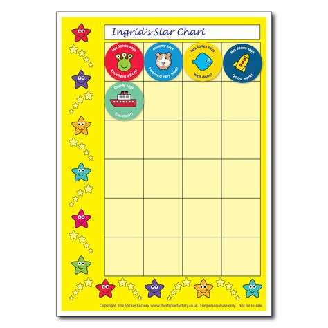 Star Reward Chart For Up To 38mm Stickers Etsy Australia