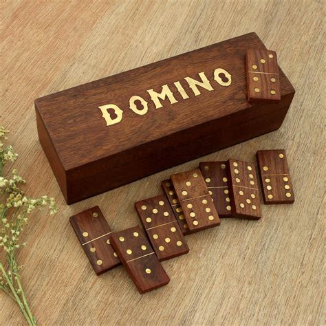 UNICEF Market | Handcrafted Wood Domino Set with Brass Inlay from India ...