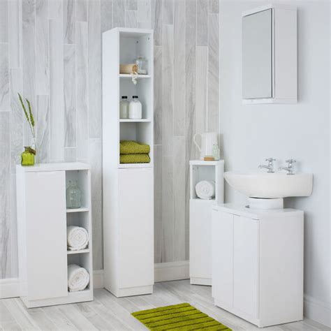 Corner Cabinet High Gloss Compact Bathroom White Store