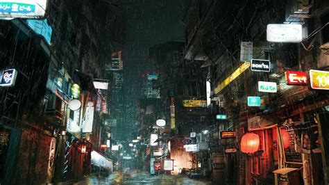 Japanese Rain Street Wallpapers Top Free Japanese Rain Street