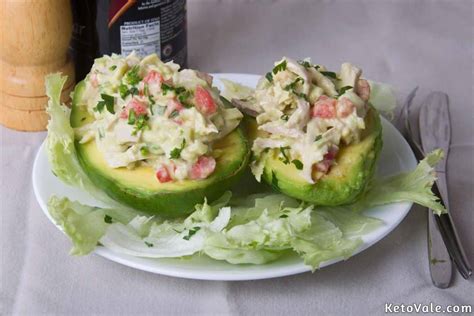 Keto Chicken Salad Stuffed Avocados Low Carb Recipe Keto Vale