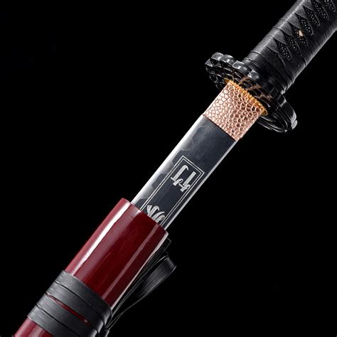Handmade Folded 1045 Steel Katana Samurai Swords With Printed Blade Red