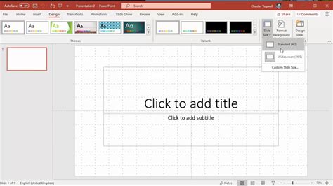 Set Default Powerpoint Slide Size To Standard 4 By 3 Youtube