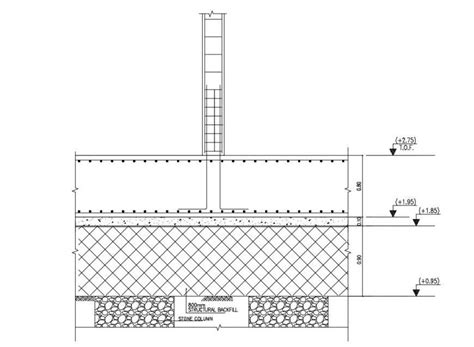 Cad Rcc Raft Foundation Footing 2d View Structural Blocks Dwg File
