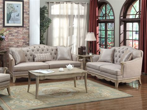 New Traditional Living Room Furniture Couch Set Taupe Chenille Sofa