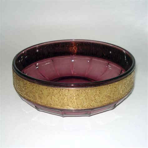 Moser Amethyst Crystal Footed Bowl With Gilded Cameo Frieze For Sale At 1stdibs