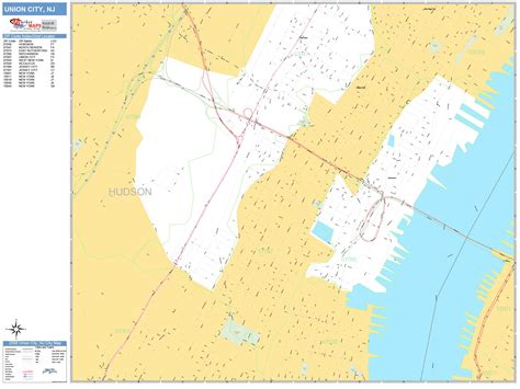 Union City New Jersey Wall Map Basic Style By Marketmaps