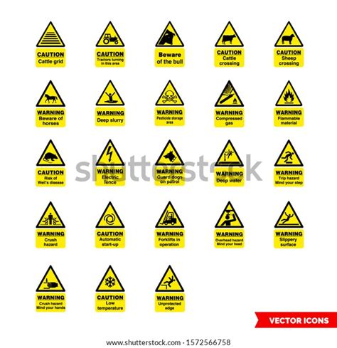 Farm Safety Hazard Signs Icon Set Stock Vector Royalty Free 1572566758
