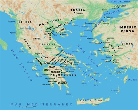 Mapa De Grecia Antigua Civilización Minoica Se Desarrolló En La