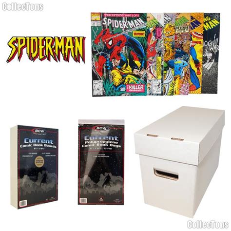 Spiderman Comic Book Collecting Starter Set Kit With Box Boards Bags