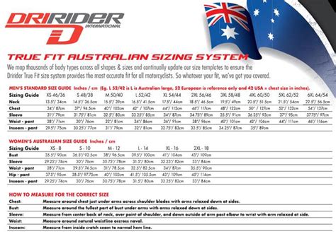 Dririder Riding Gear Sizing Guide Mxstore Help