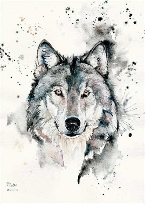 A5 A4 Watercolour Painting And Pen Wolf Original Art Print Etsy