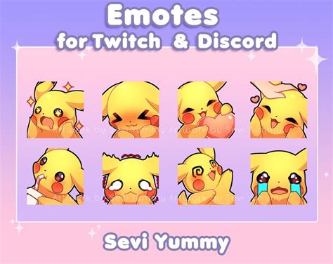 Pikachu Emotes Pokemon Twitchdiscord Etsy