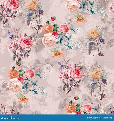 Digital Print Flower Pattern Design Stock Illustration Illustration