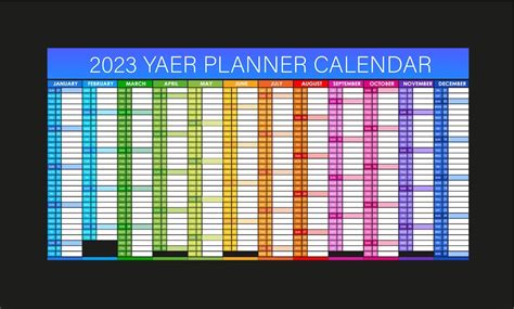 Planificador De Año 2023 Calendario De Planificador De Pared Colorido