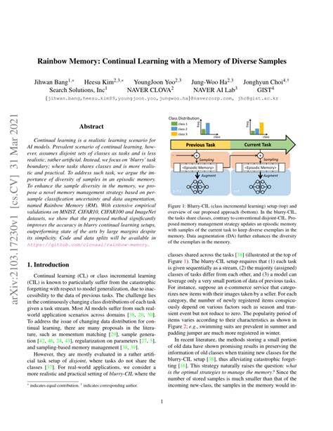 Pdf Rainbow Memory Continual Learning With A Memory Of Diverse Samples