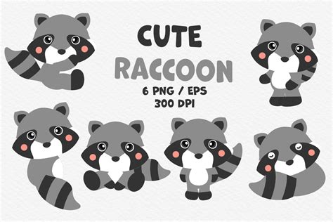Cute Raccoon Clipart Graphic By Nidnanart · Creative Fabrica