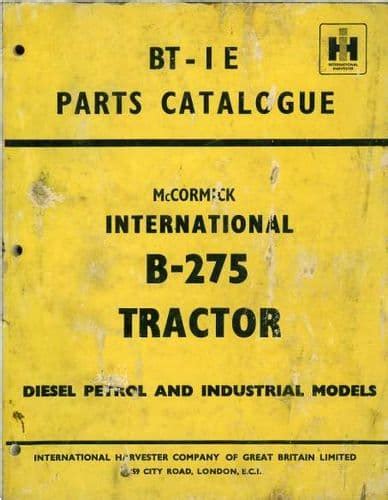 International Mccormick B275 Tractor Parts Manual B 275