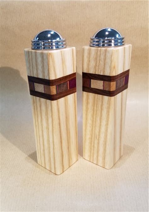 Bold Mosaic Salt And Peppers Shakers By Martha Collins Wood Salt