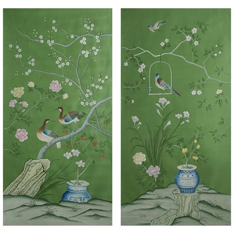 Hand Painted Chinoiserie Wallpaper Panels At 1stdibs Chinoiserie