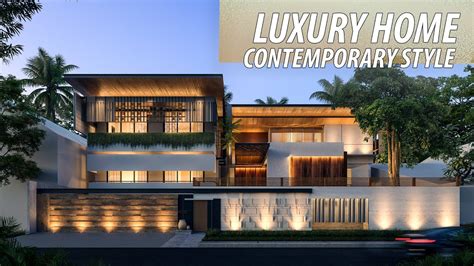 Desain rumah kontemporer 2 lantai lahan 12m x 10m. Visualisasi Desain Rumah Mewah 2 Lantai, 1104 m2 bergaya ...