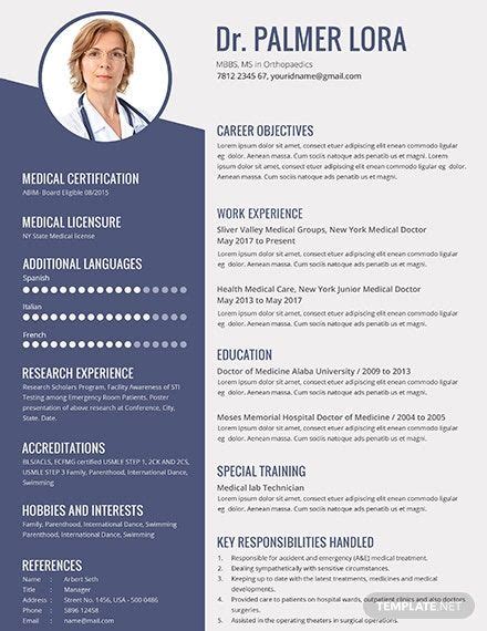 Free Cv Template For Doctors Printable Templates