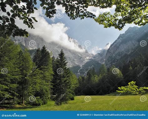 The Lower Part Of Krma Valley In Julian Alps Stock Image Image Of